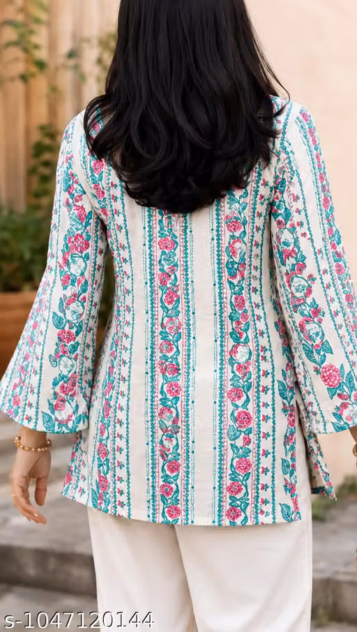 Off-Collar Floral Kurti